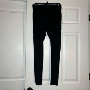 Nike Pro Dri-Fit Leggings Black Womens M Sheer Waistband Shorts Full Sheer Legs